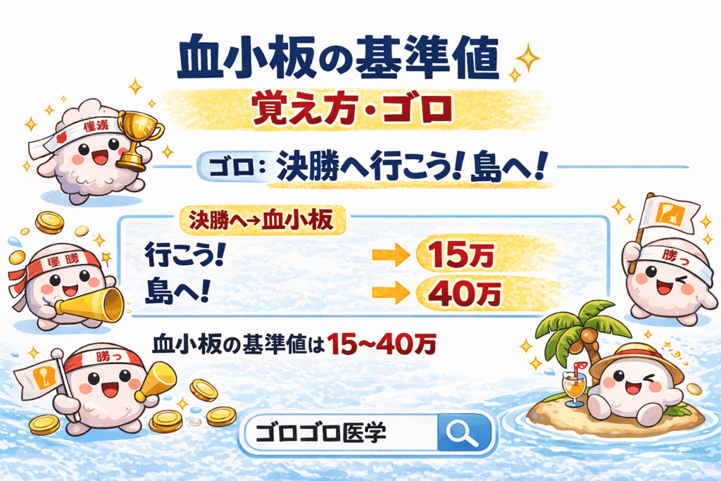 血小板の基準値の覚え方・ゴロ【CBT国試対策】